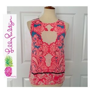 🌴Lilly Pulitzer 100% Silk Sleeveless Print Top